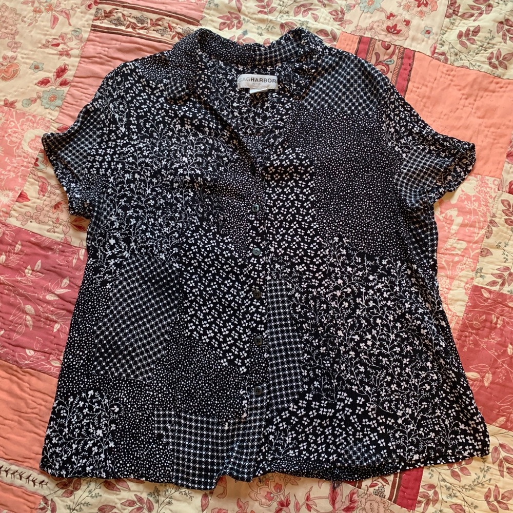 Vintage patchwork pattern blouse Sag Harbor Small